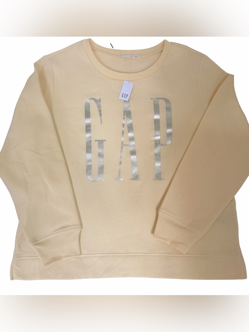 GAP Women’s Large Cream Metallic Logo Relaxed Sweatshirt NWT